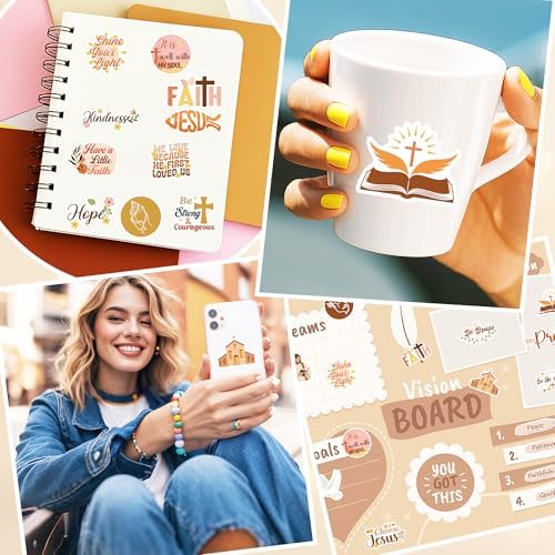 50 Pcs Christian Bible Verse Vinyl Stickers, Jesus Cross Designs