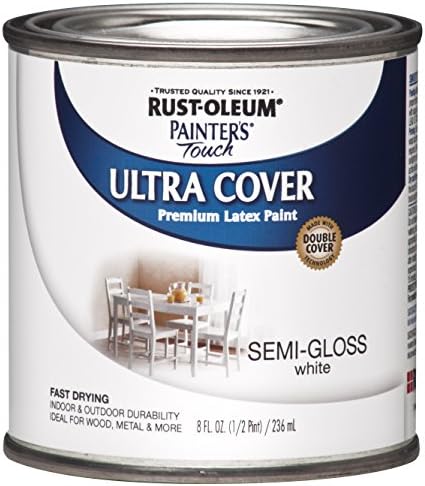 Rust-Oleum 1993730-6PK Painter's Touch Latex Paint, Half Pint, Semi-Gloss White, 8 Fl Oz (Pack of 6)