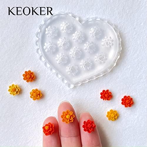 KEOKER Flower Polymer Clay Molds - 4 Pcs Daisy Miniature Clay Molds, Polymer Clay Molds for Polymer Clay Earrings Decoration (Mini Flower)