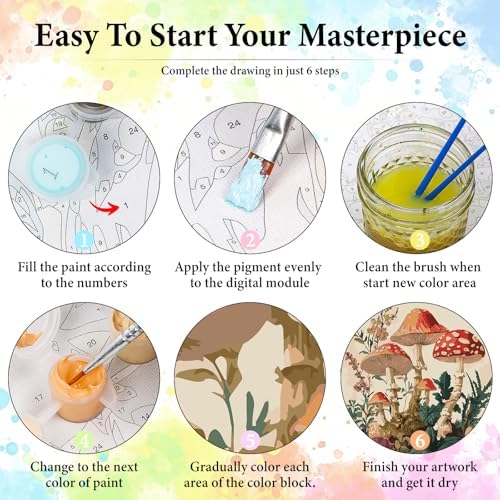 Dawnsphere Mushroom Paint by Numbers Kit for Adults Without Frame 16x20 in