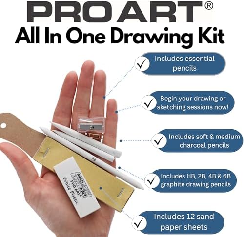 PRO ART Pencils All In One Drawing Kit, Drawing Pencils, Sketch Pencils, Kit, Charcoal Pencils Set, Art Sketching, Pencil Set, Sketching for