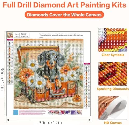 Axquilon Dog Diamond Art Kits for Adults 12x12In