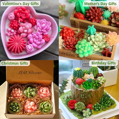 7 Cavity Succulent Candle Molds for Wax Soap Resin Fondant Baking Decor