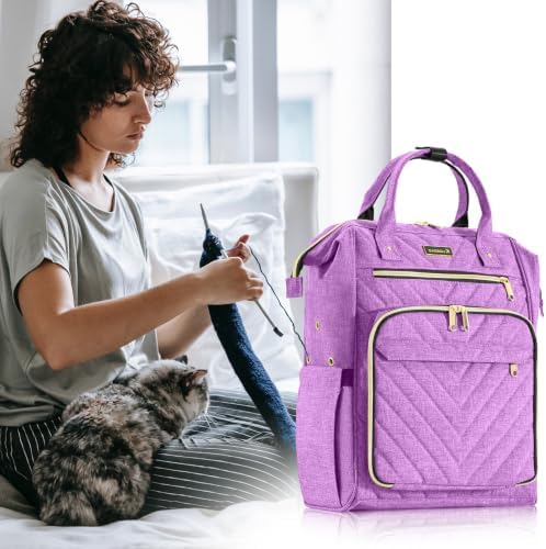 Kuosdaz Knitting Bag Backpack, Yarn Organizer, Quilted Backpack for Women