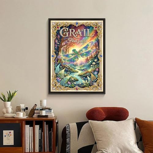 5D Diamond Art Kit for Adult, Dragonfly Special Shape Diamond Painting Kit