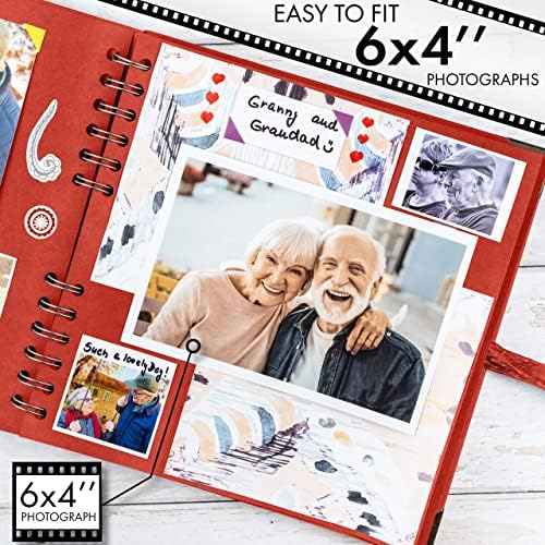Bstorify Square Scrapbook Photo Albums 8 x 8 Inch Red Thick Paper, Hardcover, Metal Corners, Ribbon Closure - Ideal for Your Scrapbooking Albums, Art & Craft Projects | Hardcover with Thick 200 GSM Kraft Paper, Ideal for Your Scrapbooking Albums, Art &...