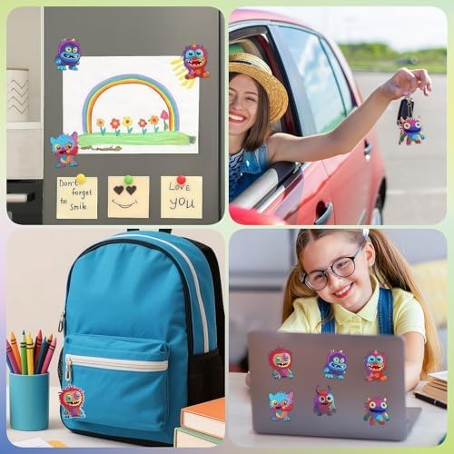 Bulerrylulu 9 Pcs Little Monster Diamond Painting Magnets Kits Fridge Magnet Stickers Diamond Art Painting Keychains Gem Painting kit for Beginners Adults DIY Art Craft Gifts Home Decors