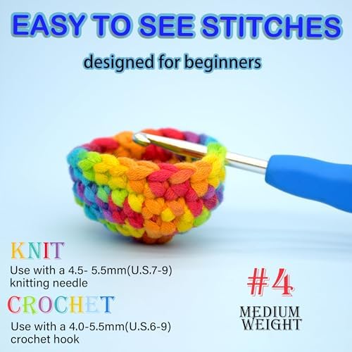 50g Rainbow Beginner Crochet Yarn for Crocheting and Knitting Multicolor Cotton Crochet Yarn for Beginners(Blue Grey)
