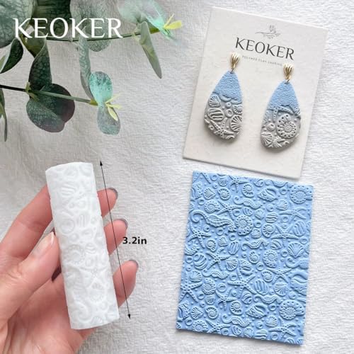 Keoker Starfish Texture Roller for Polymer Clay, Summer 1pc Polymer Clay Texture Roller