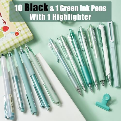 Four Candies Green Pens, Black Gel Ink, Forest - 12ct, 0.5mm Fine Point