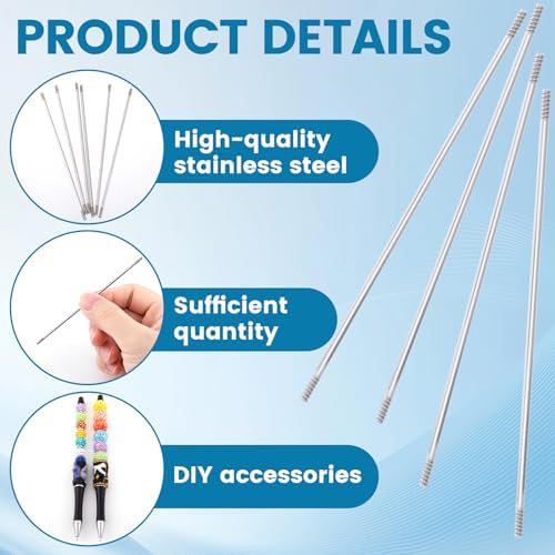 50PCS Beadable Pen Extender Rods, 97 mm/ 3.81 Inch Beaded Metal Rods