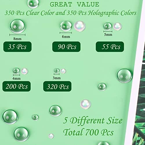 700 Pcs Clear Dewdrop Holographic Water Droplets Embellishments Scrapbooking Card Making Supplies Resin Dewdrop Beads Clear Waterdrop for DIY Crafts Paper Decor (AB Clear)