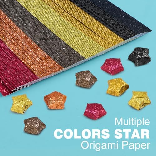FoDau770 Glitter Star Paper Strips - 360 Sheet, 6 Colors