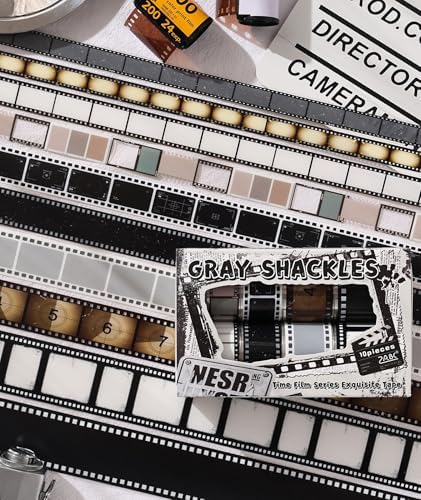 Vintage Photography Themed Washi Tape 10 Rolls - Retro Film Strip, Classic Camera & Photo Border Design for Scrapbooking, Memory Albums, Journaling, Photo Booth Decor