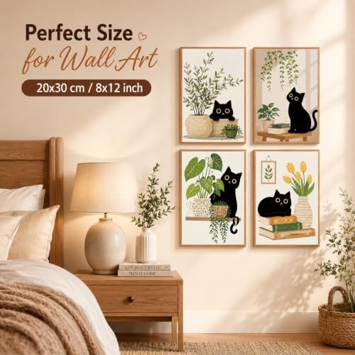 AUKELHJ 4 Pack Framed Paint by Numbers Kit for Adults, Cat, 8x12 inch | Paint by Number for Adults, Beginner Friendly, Framed Canvas, Easel Included, Fun and Relaxing, Gifts Box, Home Wall Decor
