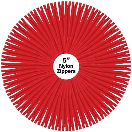 Mandala Crafts 100 PCs Red Closed-End 5 Inches Nylon Zippers for Sewing