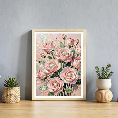 DIYBEADDOT Rose Pearl Diamond Painting Kits for Adults,Diamond Art 12x16In