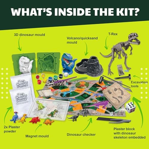 4M | STEAM Dinosaur World Exploration| Hands-On Science Kit with Dinosaur Figures & Fossil Experiments for Kids Ages 5+ - Educational Paleontology Toy Gift