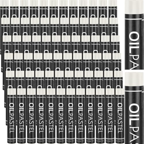 Nezyo 72 Pieces White Soft Oil Pastels Bulk Artists Oil Crayons