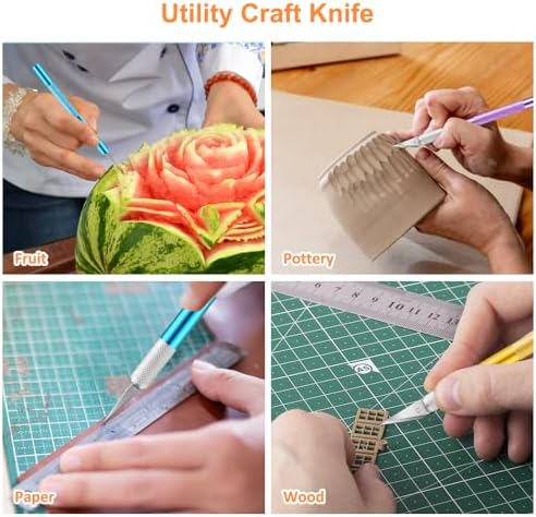 3PCS Craft Knife Hobby Knife Includes 30PCS Spare Exacto Knife Blades #11 and A Ruler, HEADLEY TOOLS Precision Exacto Knife Set Ideal for Crafting, Scrapbooking, Arts, DIY, Stencil, Carving