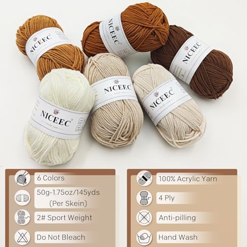 NICEEC 300g Soft Assorted Colors Yarn 100% Acrylic 870yds -Series 15