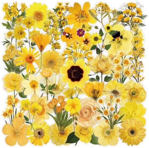 Aesthetic Flowers Stickers Flora Scrapbook Stickers Yellow