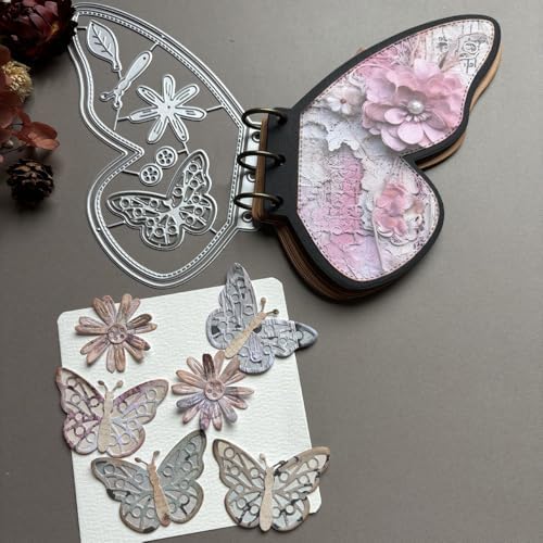 LZBRDY Vintage Charm Lace Frame Die-Cut - Carbon Steel Crafting Dies for Scrapbooking, Card Making, Greeting Cards and Journaling Supplies (Butterfly Loose-Leaf 5.4 x 4.3 in)
