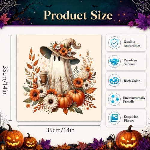 Halloween Paint by Numbers Kit for Adults,Ghost DIY Oil Painting 14x14In