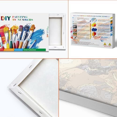 JOOZ Paint by Numbers Kit for Adults with Frame, Hummingbird Paint by Number with Easel, DIY Hummingbird Oil Painting by Numbers, Adult Paint by Number Kits Framed Canvas for Wall Decor 8x12 Inch