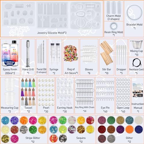 IGaiety Resin Jewelry Making Kit with Silicone Molds, 278PCS Starter Set