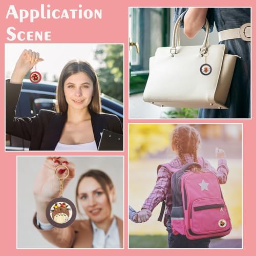 FREEBLOSS 12 Pcs Mini Embroidery Frame Keychain Wooden Frame Keychain Handmade Embroidered Keychains