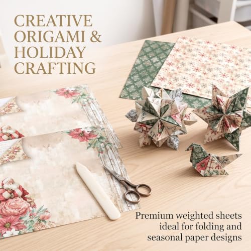 12in Vintage Christmas Scrapbook Paper Pad Pattern Origami Crafts Collage