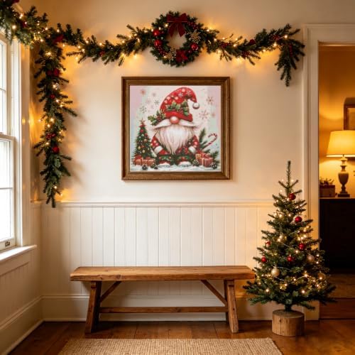 KYOQFVN Christmas Gnome Cross Stitch Kits for Adults, Stamped Cross Stitch Kits for Adults, 11 CT Needlepoint Cross-Stitch Patterns Dimensions Needlecrafts Embroidery Kits Arts and Crafts