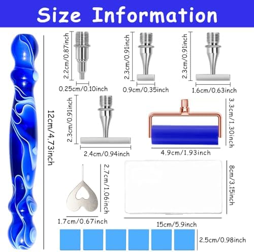 Praise V Do Thin Version Stainless Steel Diamond Painting Art Drilling Pen Kit with Screw Silver Metal Tips Nib Placer Roller Tool Accessories, Ergonomic Diamond Art Pen for 5D Diamond Paint Bead Dot