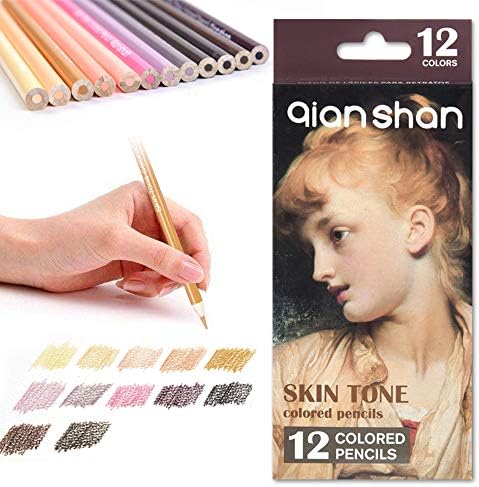12Skin Tone Colored Pencils Oil Based,Pre-sharpened Wooden Color Pencil Set