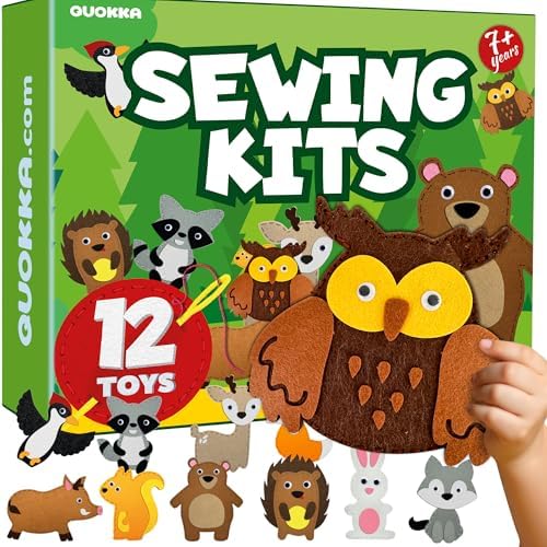 Sewing Kit for Kids Ages 4-8 - 12 Beginner DIY Kids Sewing Crafts Ages 4-7