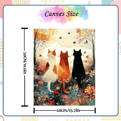 Jiqinsiye Cats Paint by Numbers Kit for Adults,DIY Painting Kits on Canvas,Fowl Color by Numbers,Large Adult Paint by Number for Gifts,Home Wall Decor
