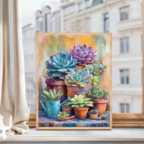 Amaieuin Succulent Adult Paint by Numbers,Canvas Paint by Numbers for Adults,Succulent Paint by Number Adult for Home Decor Gifts 16x20in