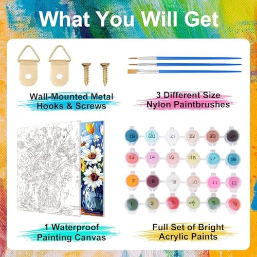ZTOTZ Sunflower Paint by Numbers kit for Adults, Sunflower Paint by Numbers Adults Canvas Without Frame, DIY Flower Painting by Numbers for Gift Home Wall Decor(16x20inch)