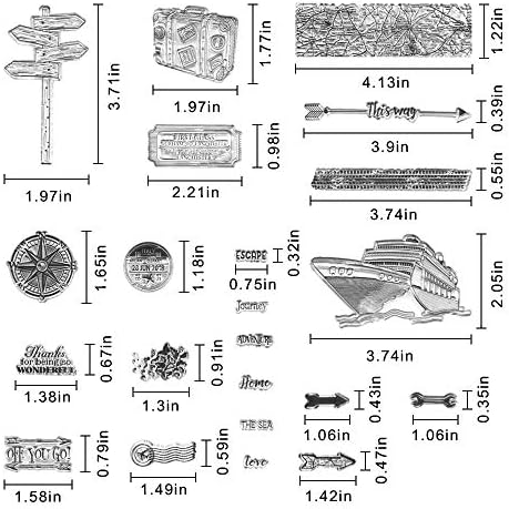 World Travel Ship Compass Map Clear Stamps for Card Making Decoration DIY Scrapbooking, Transparent Rubber Seal Stamps for Photo Card Album Crafting Supplies.