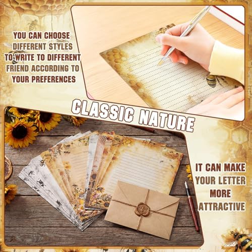 TaoBary 160 Pcs Vintage Bee Butterfly Stationery Paper and Envelopes Set