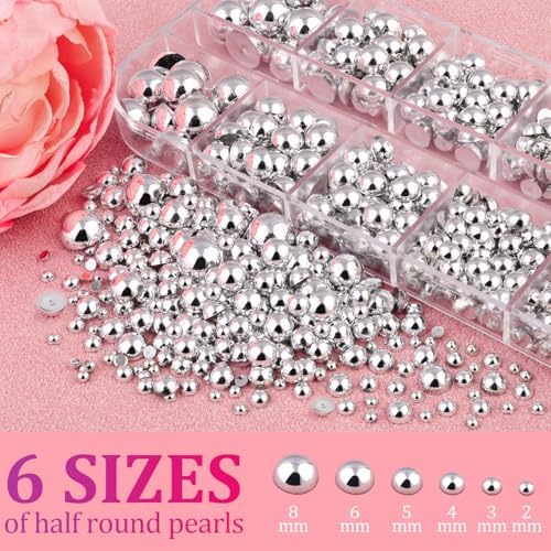 2 Boxes Flatback Nails Pearls for Nails Silver Gold Nail Charms