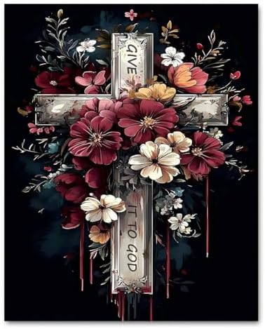 ICYANART Paint by Numbers Kit for Adults Beginner Cross Number Painting | Cross Paint by Number for Adults Beginners, Acrylic Religion Painting by Numbers, Religion Paint by Numbers 16x20 In