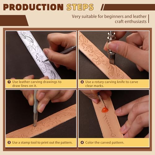 CBHGFEA Leather Crafting Kit, Leather Working Tools Supplies Tooling Kit