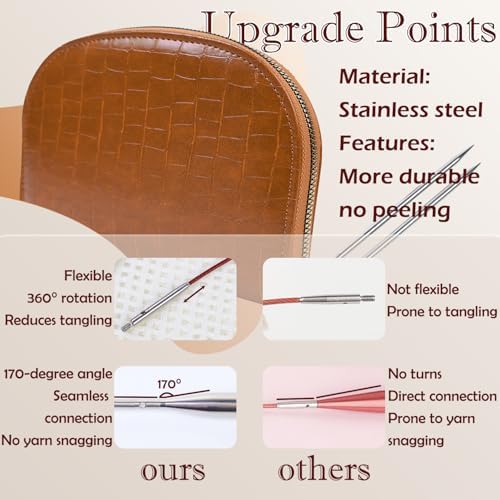 Lewhoo Circular Knitting Needles Set 2.0~5.0mm Silver
