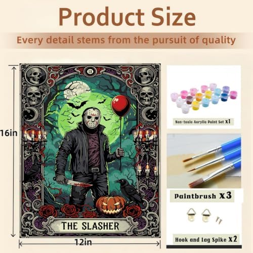 VIGEGU 6 Pack Horror Paint by Numbers Kit for Adults Beginner 12x16 Inch