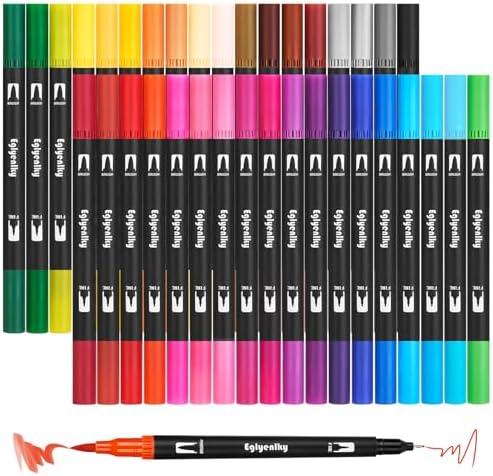 Eglyenlky Colored Markers for Adult Coloring,36 Marker Set,Water Colors | Coloring Books for Adults Relaxation, Felt Tip Marker with Brush and Fine Tip for Adult Teen Kid