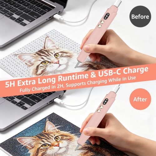 Electric Diamond Painting Pen with LED Lights,Diamond Art Pens for Painting