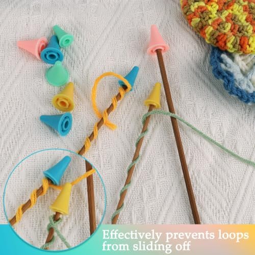 LNAUJS 40 Pcs Knitting Needle Stoppers, 4 Colors 2 Sizes Soft Rubber Point Protectors