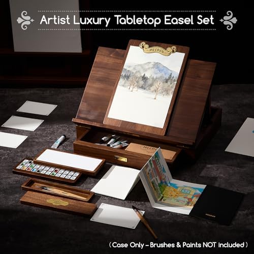MEEDEN Black Walnut Tabletop Easel Set: All-in-One Luxury Art Supplies Kit